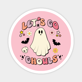 Kawaii Retro Halloween Ghost - Lets Go Ghouls Y2K Magnet